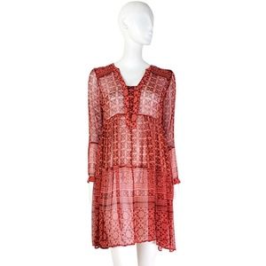 Anthropologie Maeve Canna Swing Dress Red Size 4
